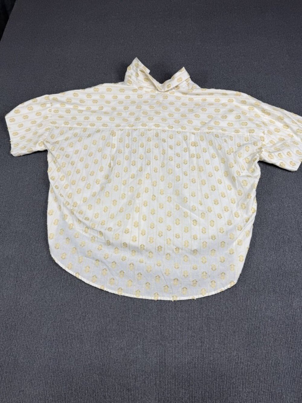 Loft White & Yellow Floral Embroidered Button-Up Top Womens Size M - Picture 2 of 10